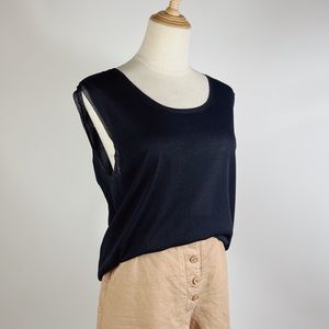 MAXMARA Drapey Knit Sleeveless Round Neck Black Top Womens XL